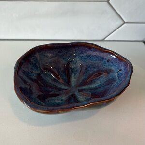 Handcrafted Blue Ceramic Sand Dollar Bowl